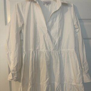 White crisp long sleeve shirt dress by LJC Designs - size S